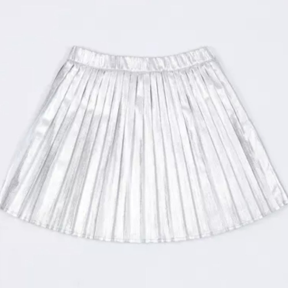 Owillo Metallic Silver Pleated Skirt Size Medium
